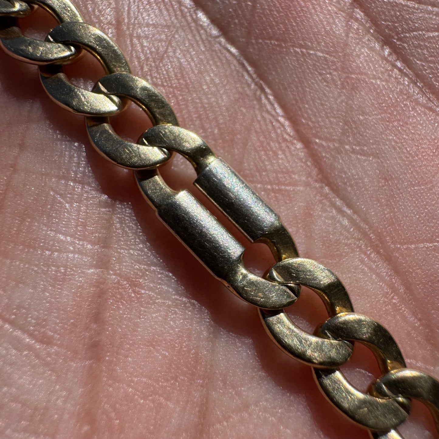 Vintage Solid 14k Yellow Italian Gold Tony Soprano Razorblade Curb Link Bracelet (8.25”)