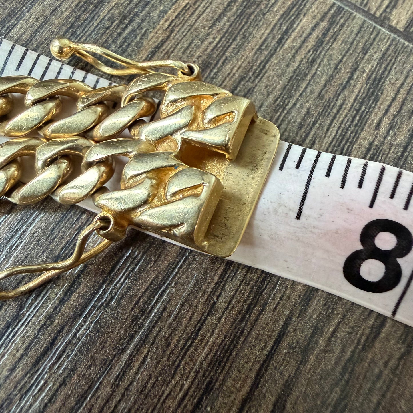 Vintage Solid 18k Yellow Gold Custom Made Heavyweight Harley-Davidson Curb Link ID Bracelet (7.25”)