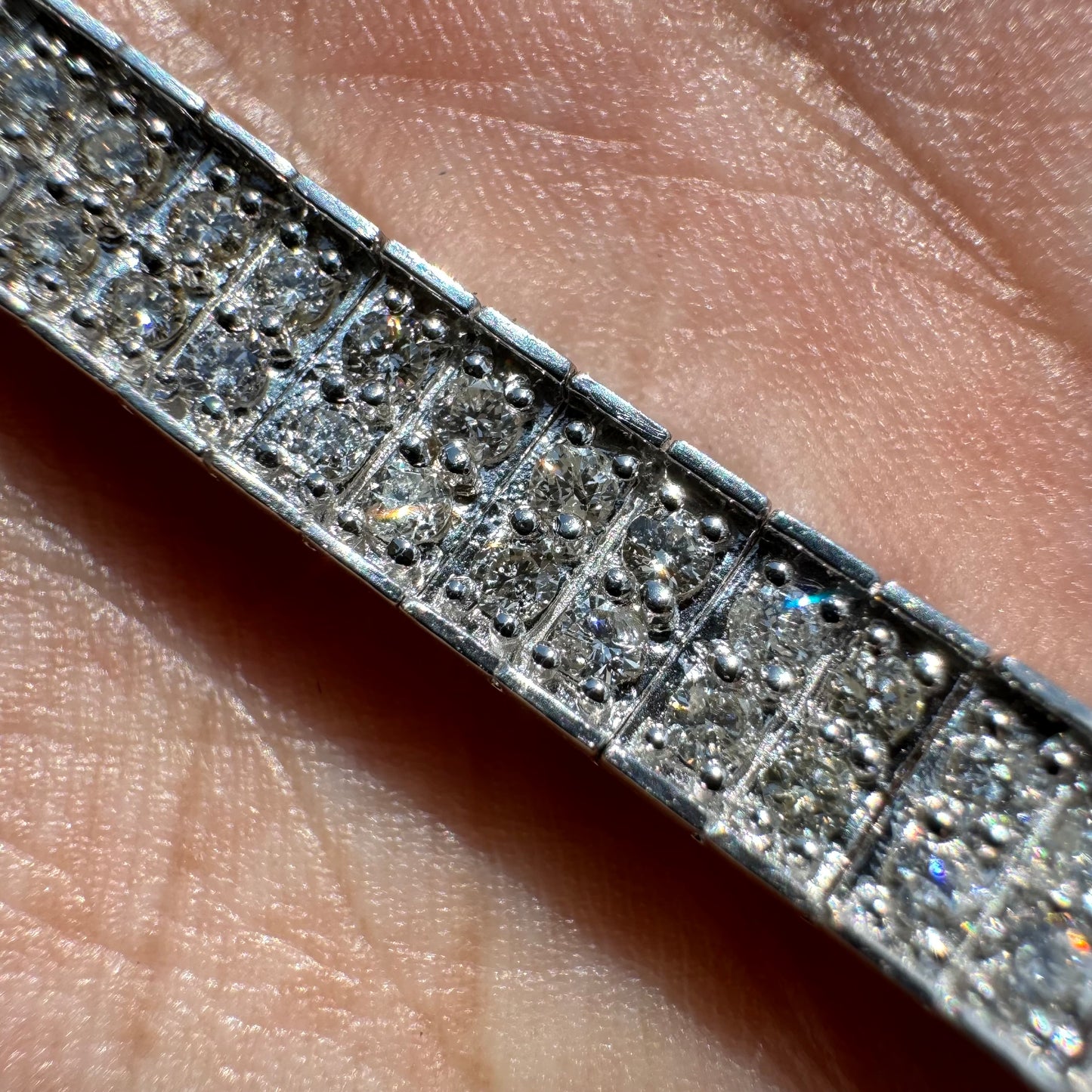 New Old Stock 18k White Gold  3.7ctw Natural VS Diamond Tennis Bracelet (7.35”)