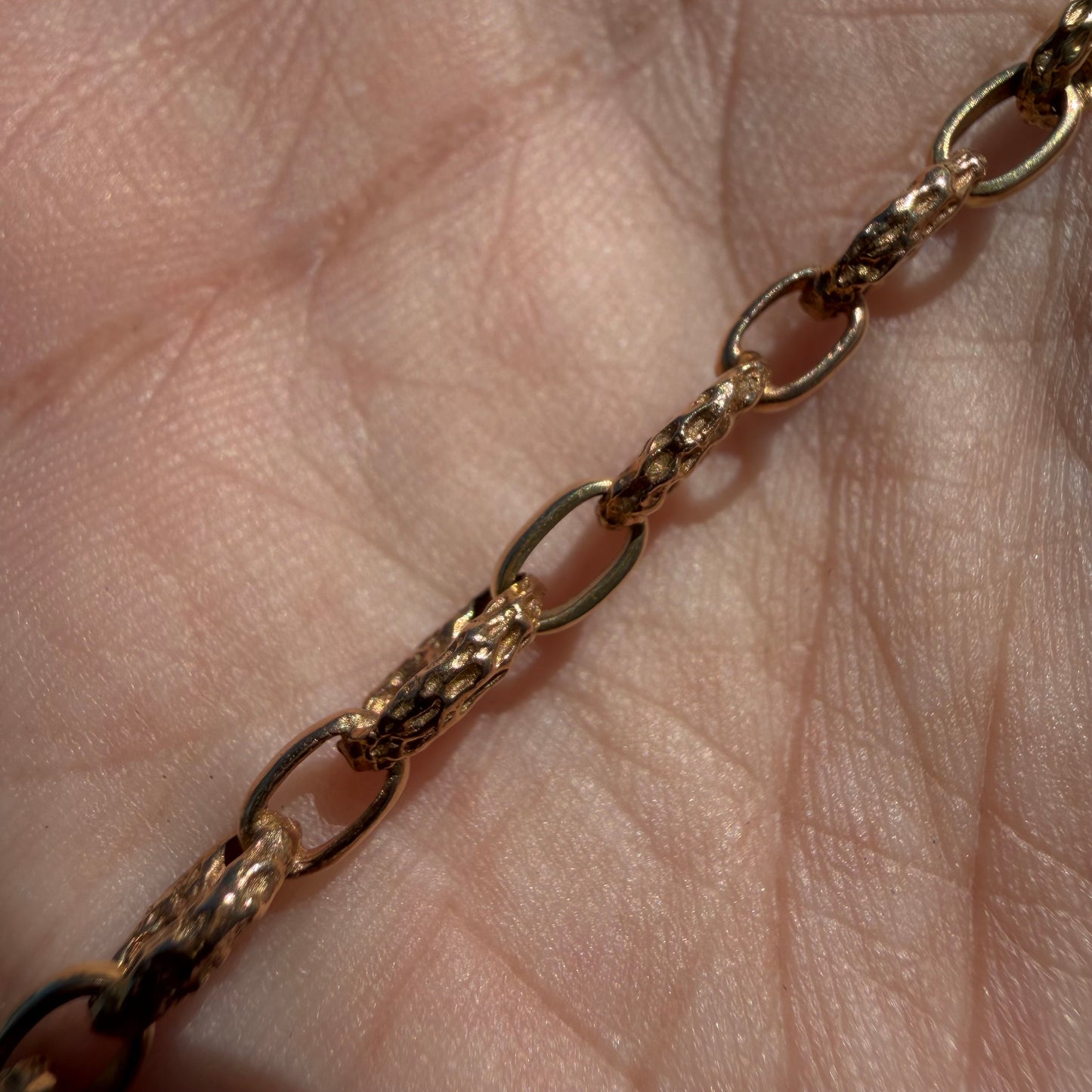Vintage Solid 14k Yellow/Rose Gold Brutalist Mariner Link Necklace (20”)