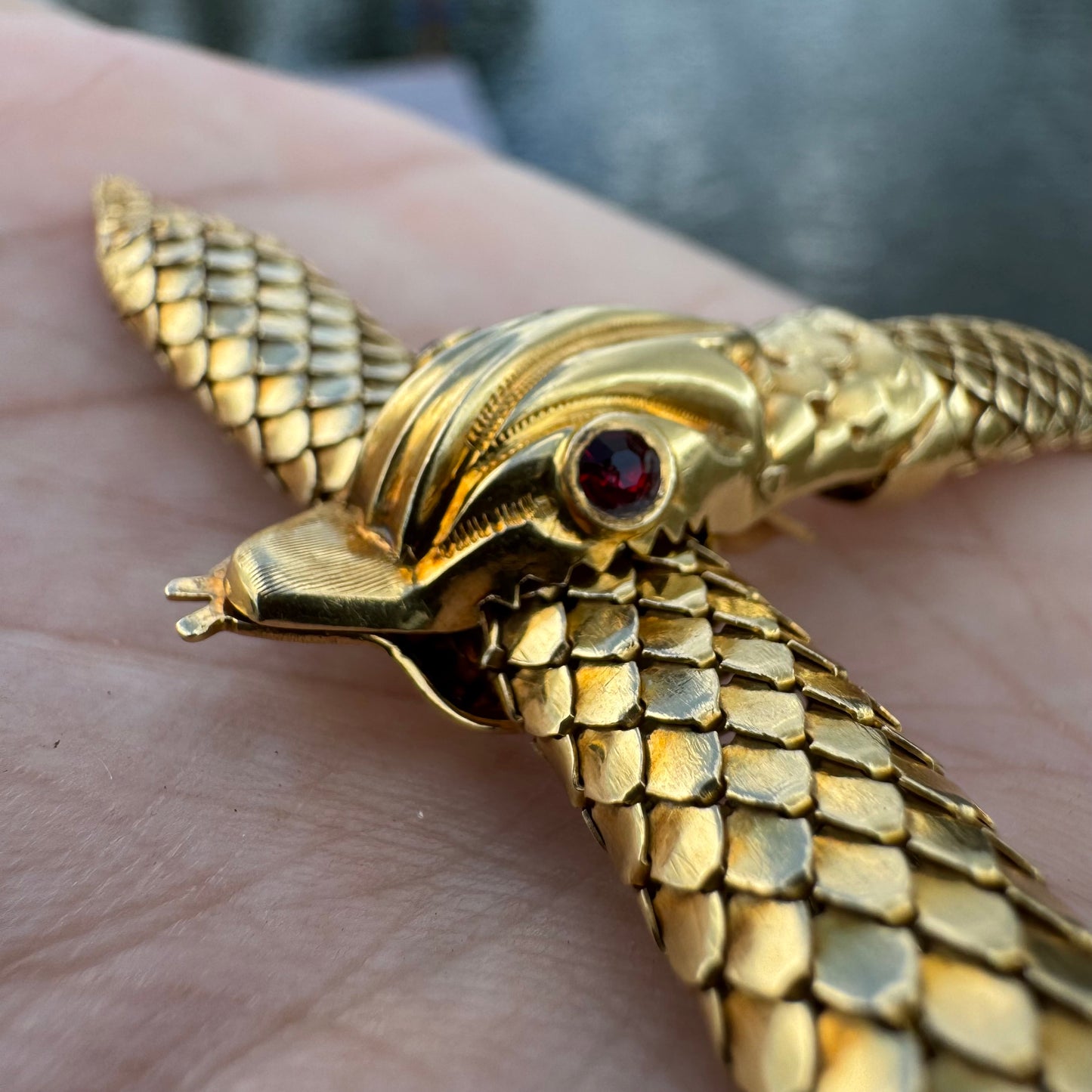 Circa 1940’s Italian Designer 18k Yellow Gold Snake Necklace (20.5”)