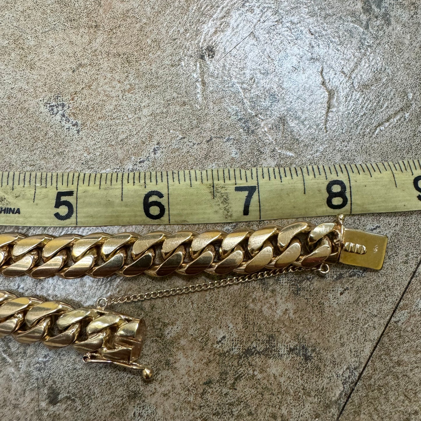 Mid-Century Solid 18k Yellow Gold Super Heavyweight Old School Miami Cuban Link Bracelet (7.75”)