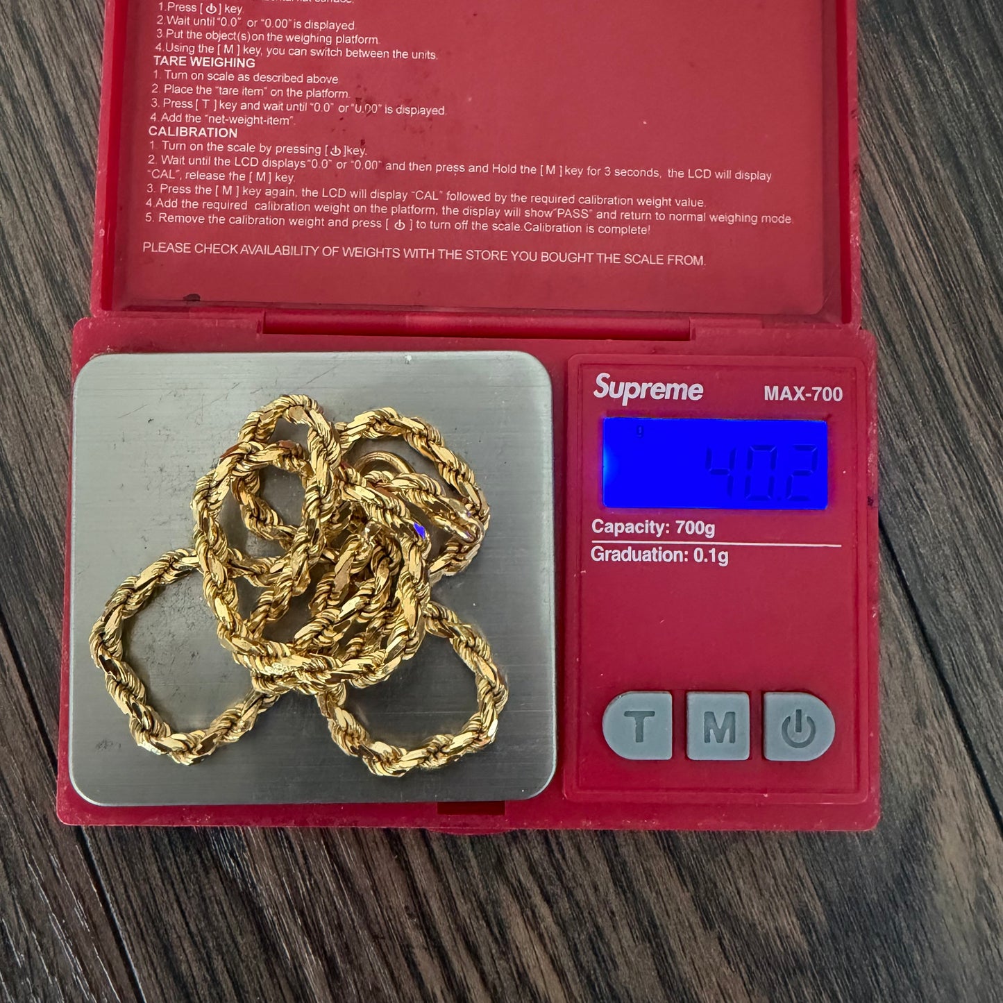 Vintage London Hallmarked Solid 22k Yellow Gold Diamondcut Rope Chain Necklace (18.5”)