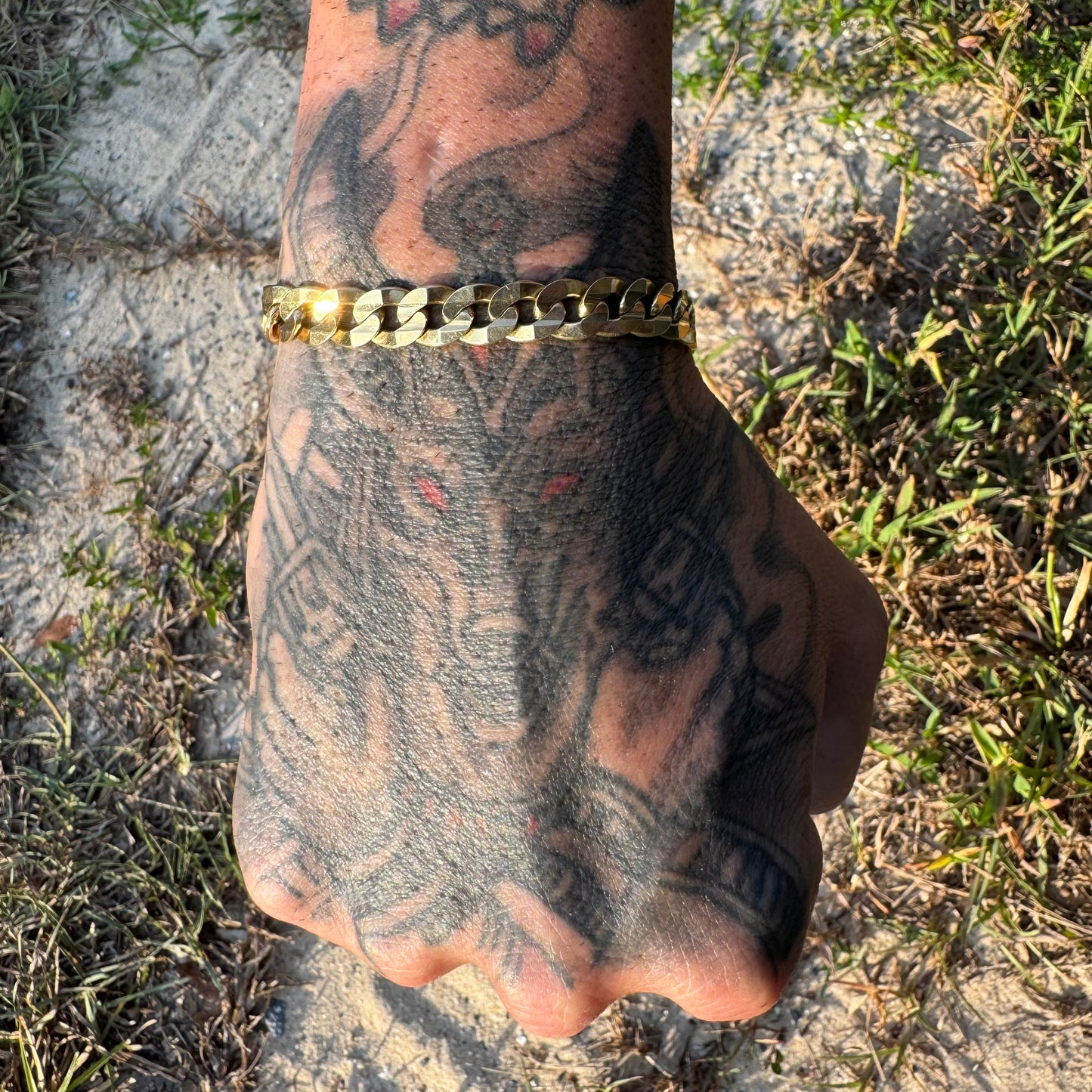 Vintage Solid 14k Yellow Italian Gold Beveled Edge Cuban Link Bracelet (8.5”)