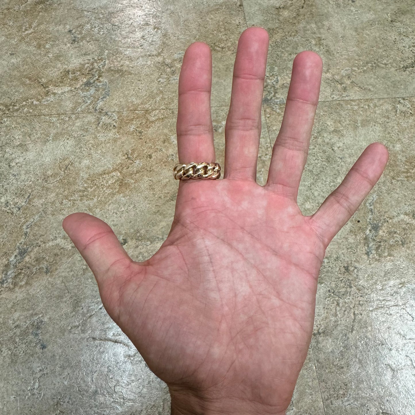 Immaculate Custom Solid 10k Yellow Gold Heavyweight Chunky Miami Cuban Link Ring (8.25)