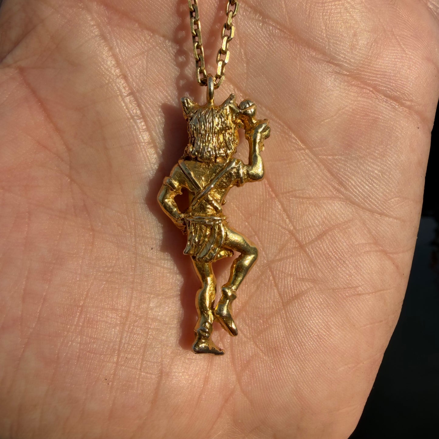 Vintage Solid 18k Yellow Gold Native American Wolf Kachina Pendant
