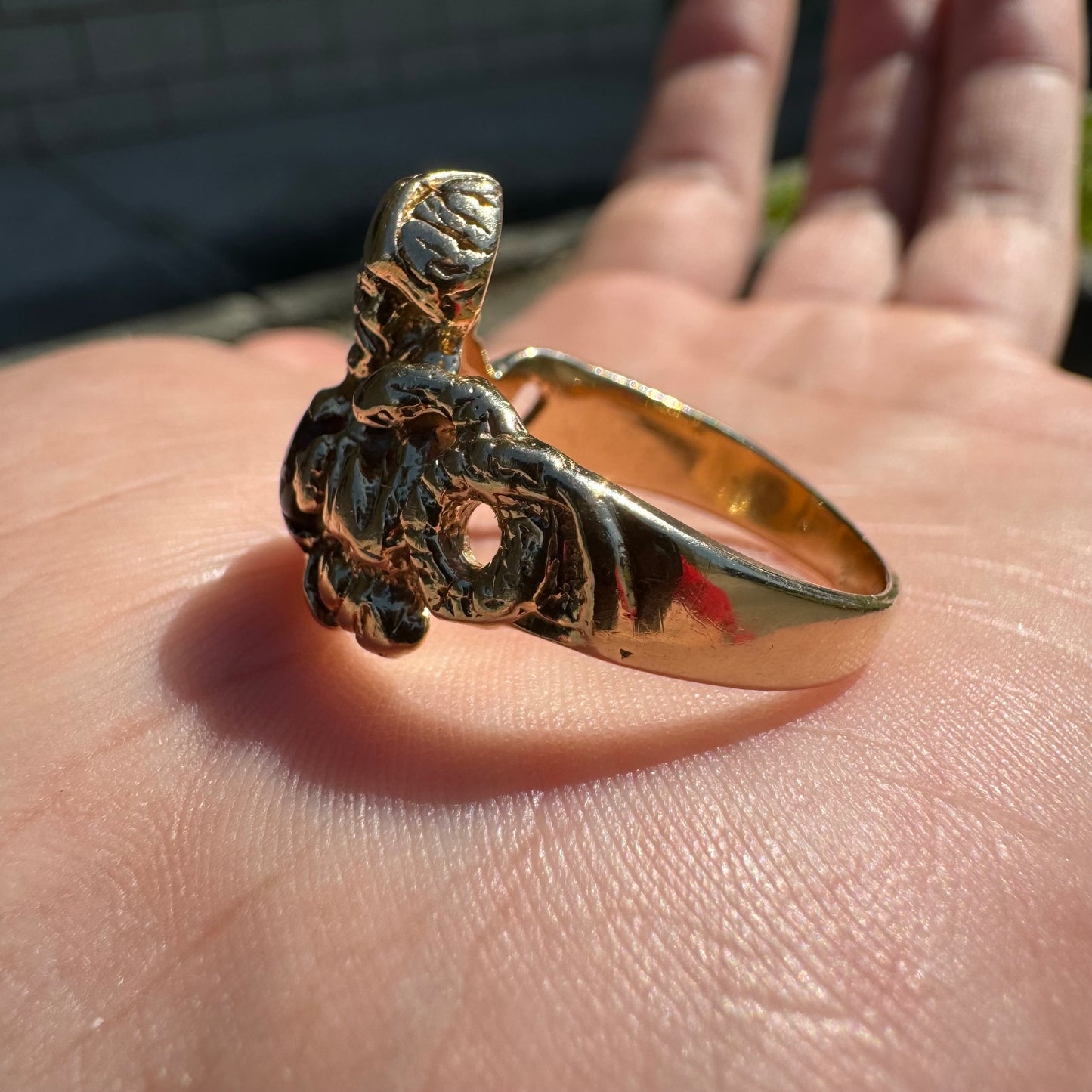Vintage 14k Yellow Gold Fortune Teller Snake Charmer Black Star Sapphire Ring (10.5)