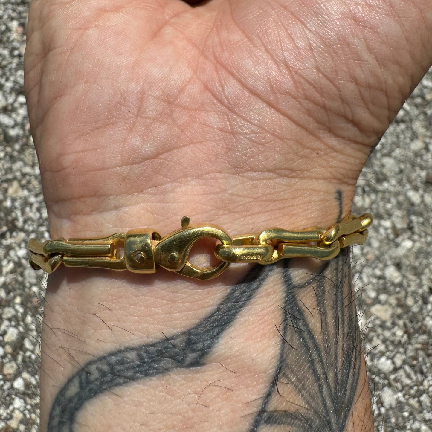 Vintage Solid 14k Yellow Gold Unique Link Designer Bracelet By “La Pepite”(8”)