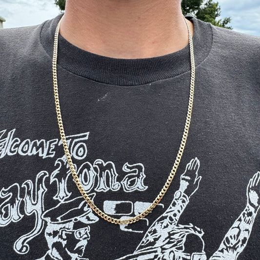 Vintage Solid 14k Yellow Gold Classic Heavyweight Miami Cuban Link Necklace (24”)
