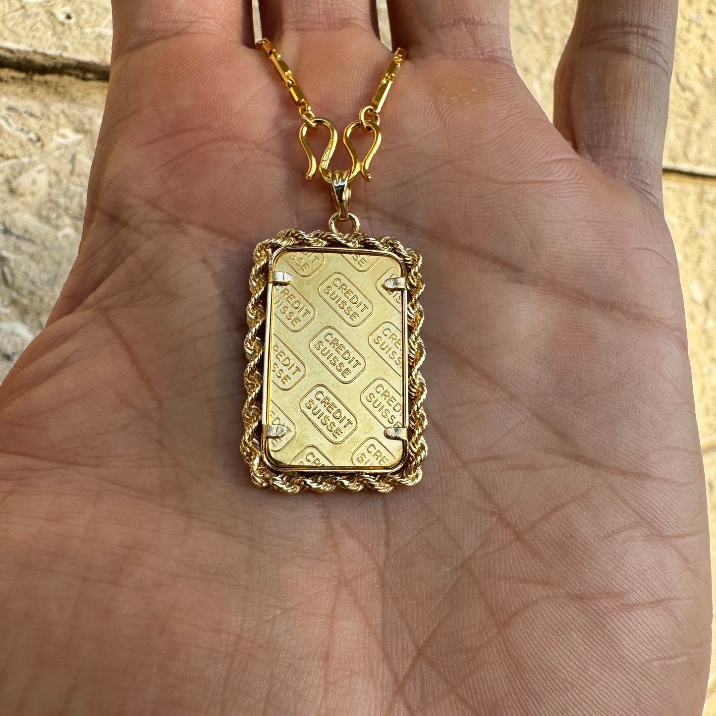 Vintage Pure .999 24k Gold 10g Credit Suisse Bullion Pendant