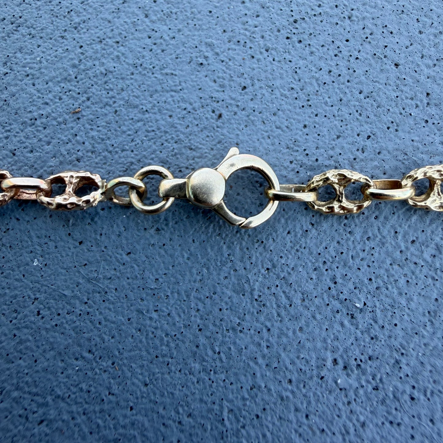 Vintage Solid 14k Yellow/Rose Gold Brutalist Mariner Link Necklace (20”)