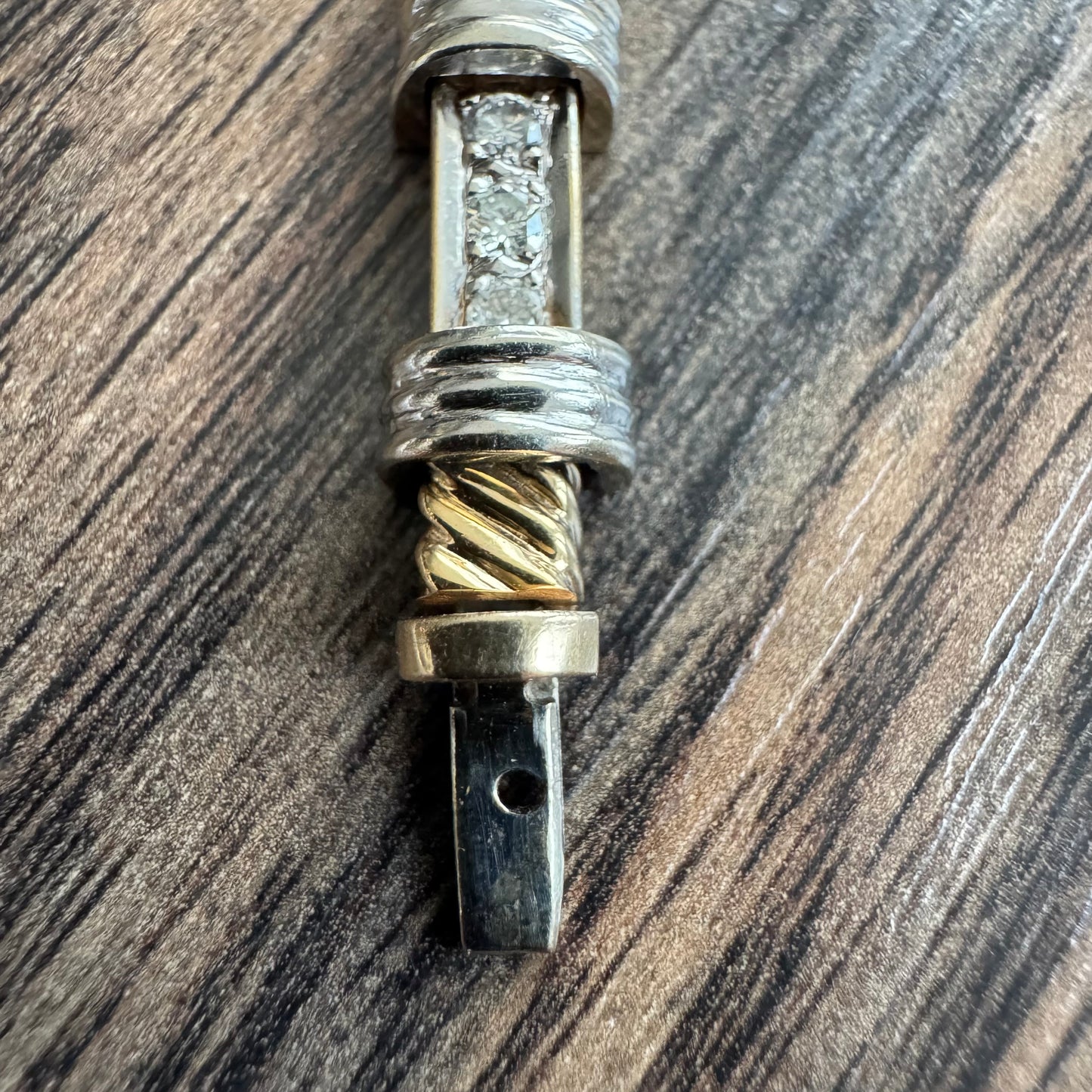 Vintage Solid 14k Two-Tone Gold 1.20ctw Natural Diamond Bracelet (7.25”)