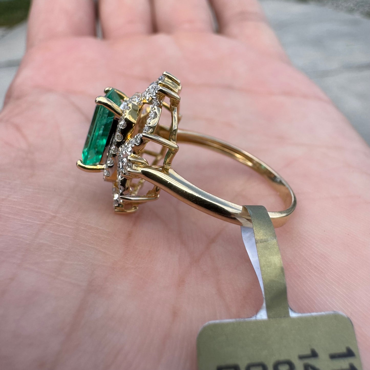 Brand New 14k Yellow Gold 1.62ct Natural Columbian Emerald .76ctw Natural VS White Diamond Ring (8)