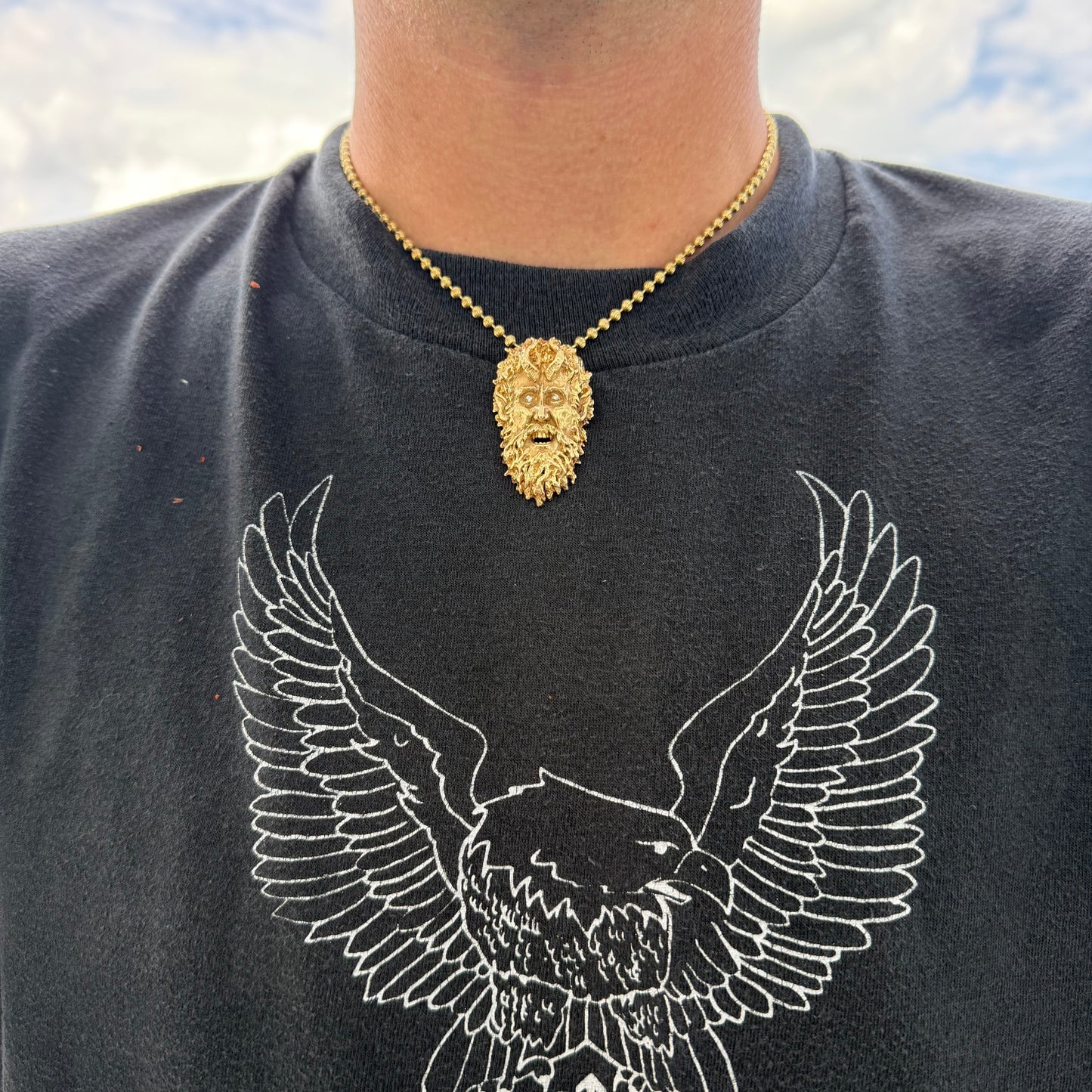Vintage Solid 14k Yellow Gold Large Dionysus/Bacchus Pendant