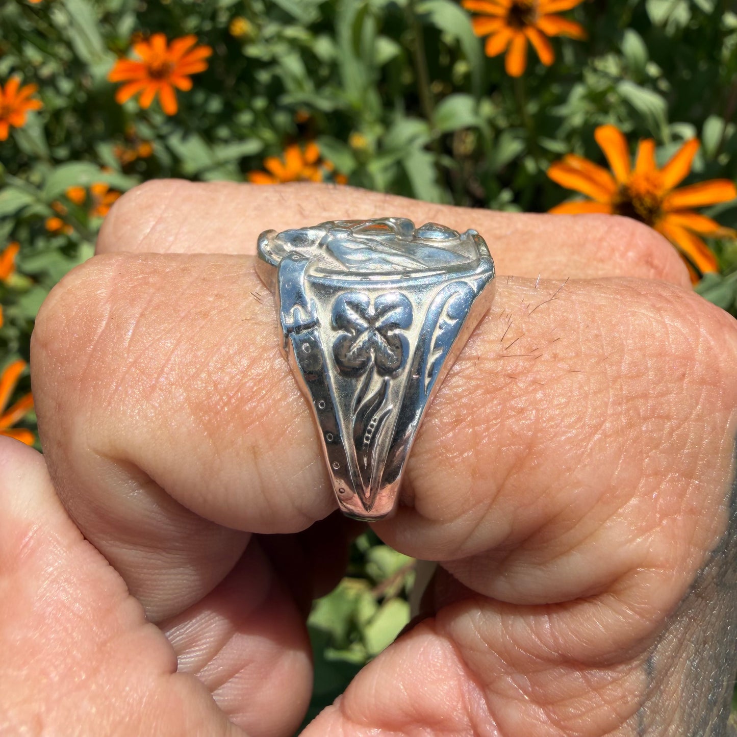 1930’s Bell Trading Post Natural Old Mine Cut Diamond Goodluck Horseshoe Ring (10.25)