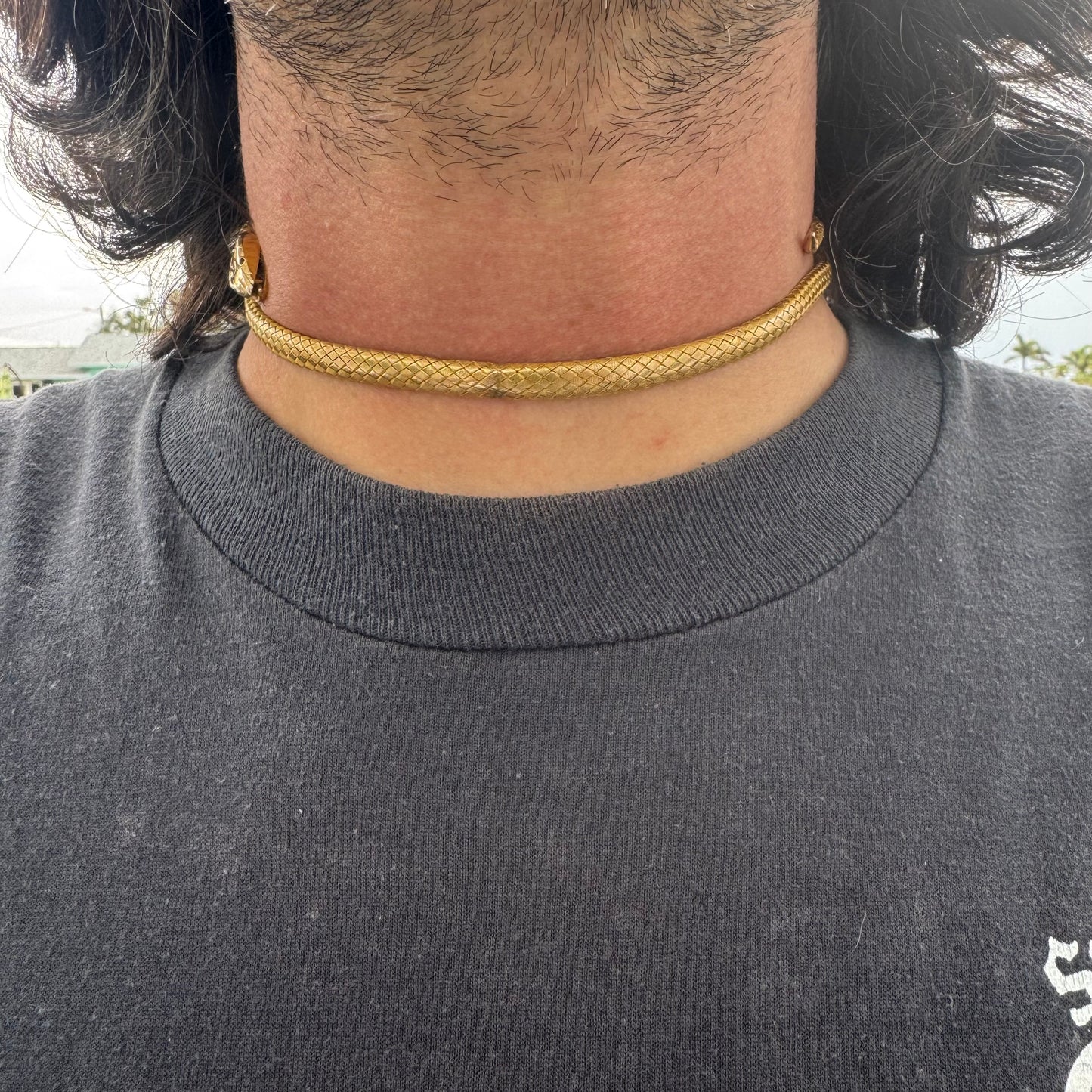 Circa 1840’s Early Victorian 19.7k Yellow Gold Woven Flexible Snake Band (24”)