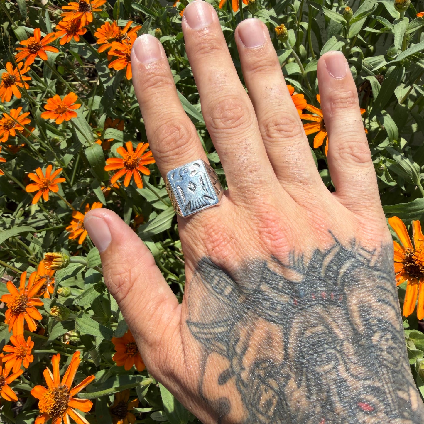 1960’s Bell Trading Post Sterling Silver Thunderbird Signet Ring (10)