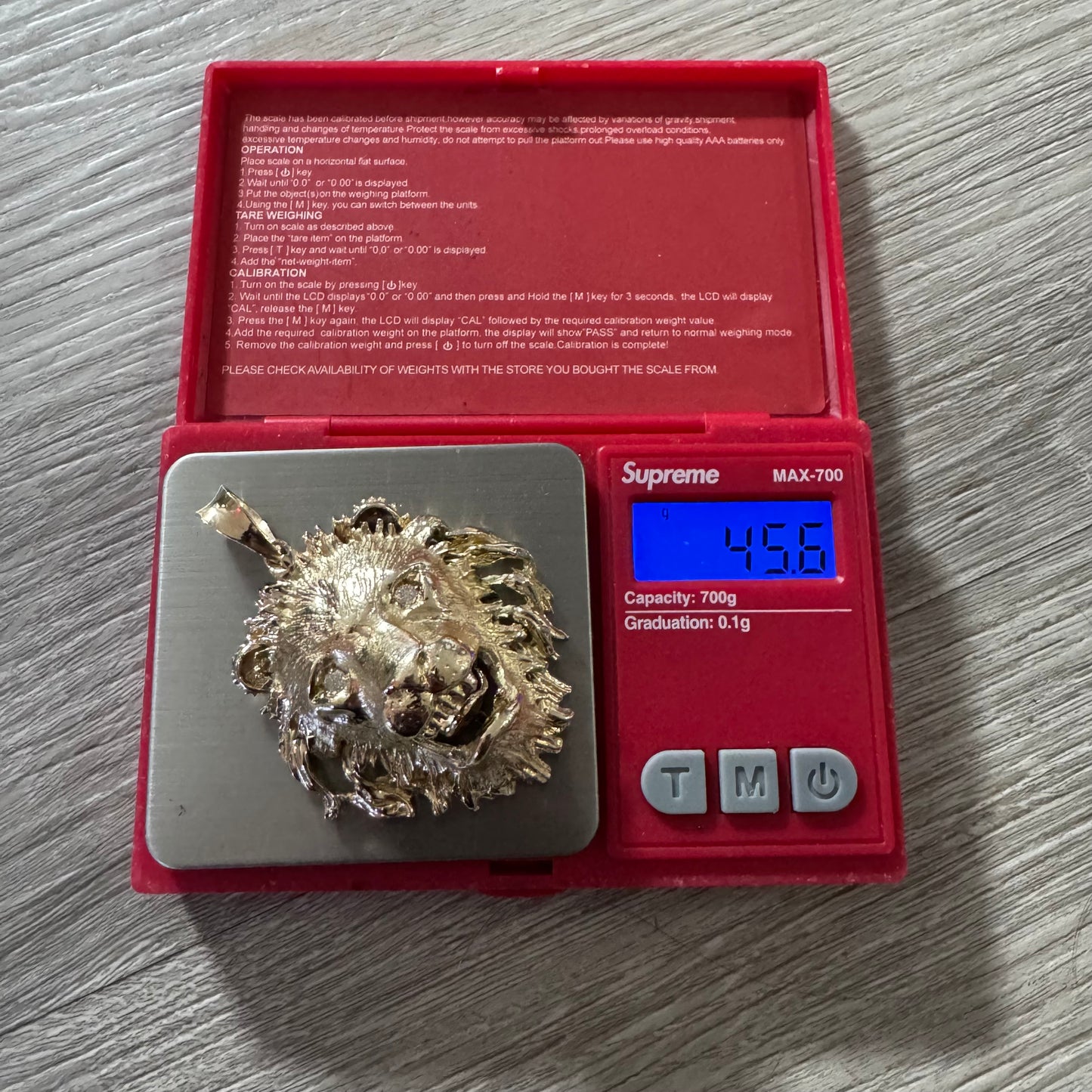 Vintage Solid 14k Yellow Gold Natural Diamond Large Heavyweight Lion Pendant