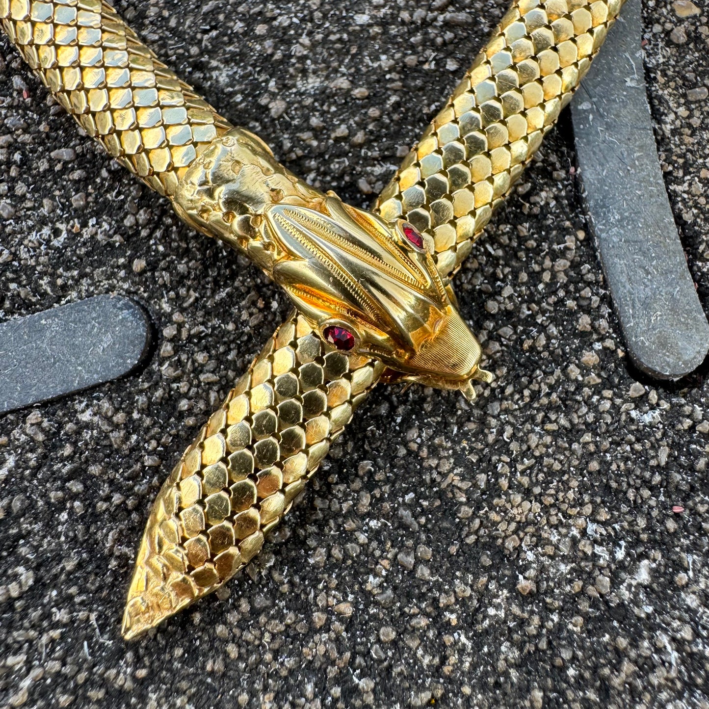 Circa 1940’s Italian Designer 18k Yellow Gold Snake Necklace (20.5”)