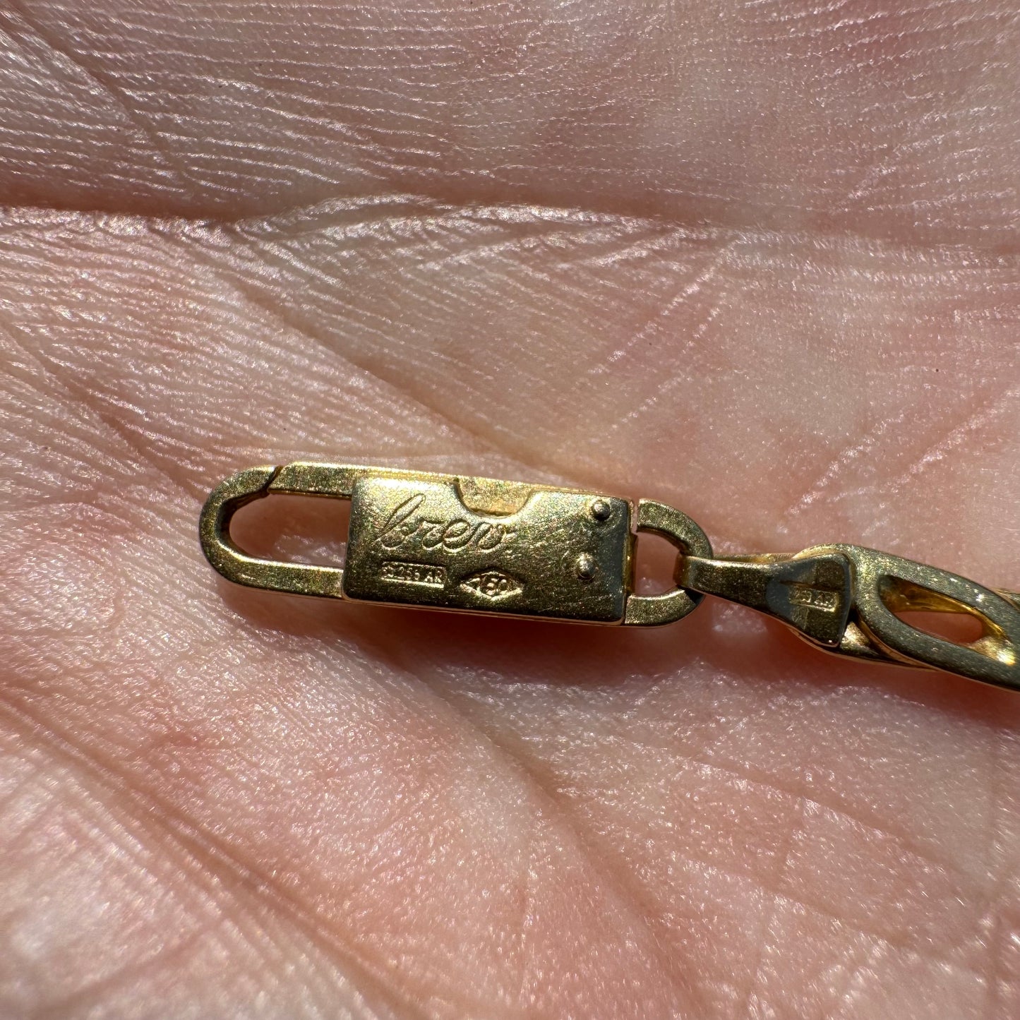 Vintage Solid 18k Italian Yellow Gold “Tigers Eye” Mariner Link Necklace By Fratelli Chini (22”)