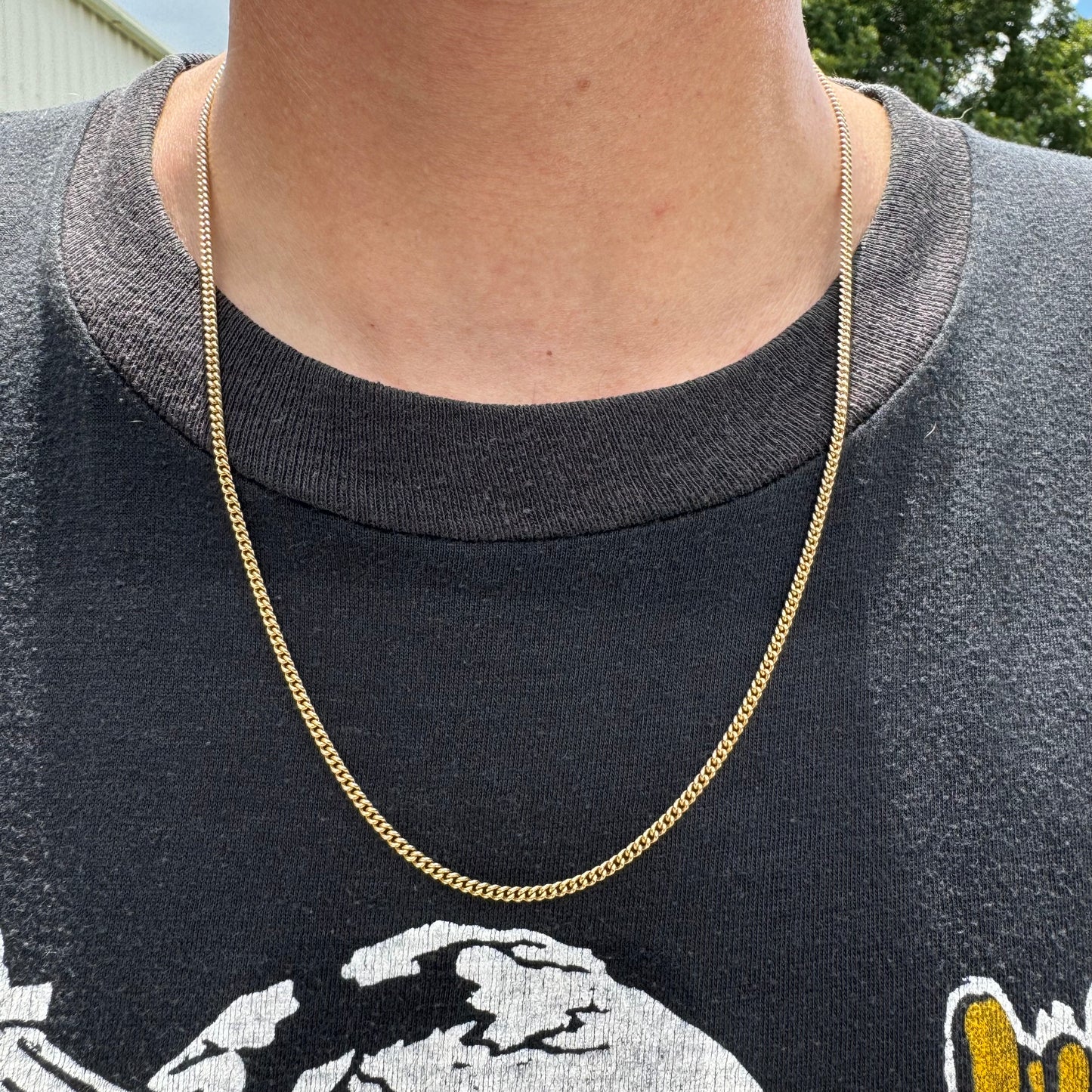 Mid-Century UnoAerre Solid 18k Yellow Gold Classic Cuban Curb Link Necklace (22”)