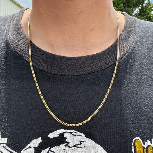 Mid-Century UnoAerre Solid 18k Yellow Gold Classic Cuban Curb Link Necklace (22”)