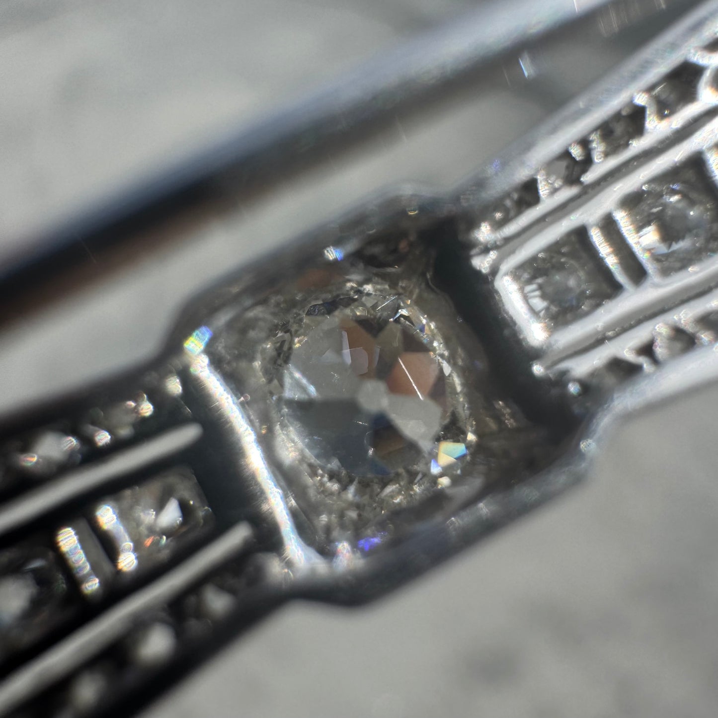 Victorian Solid Platinum 4.25ctw Natural Old Mine Cut Diamond Brooch