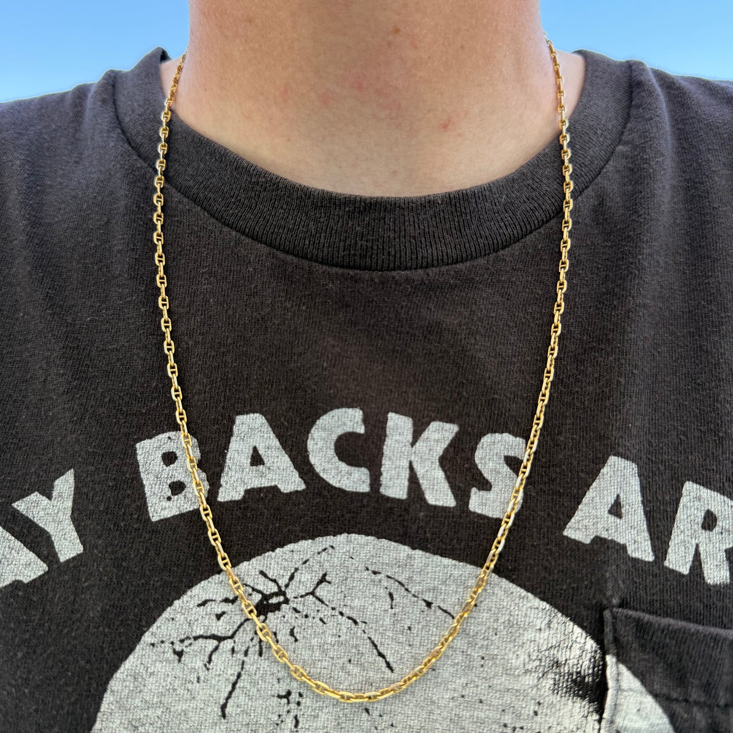 Vintage Solid 18k Italian Yellow Gold Chaine D’Ancre Link Necklace (25”)
