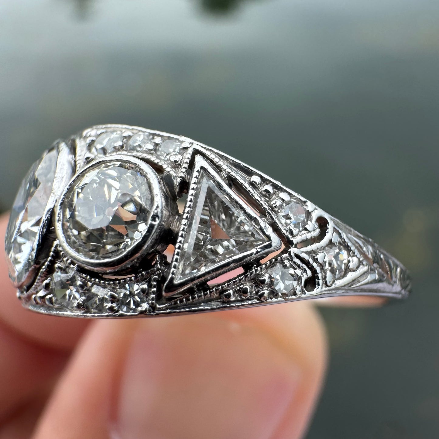 Antique Platinum 2.50ctw Natural Old Cut Diamond Ring (8)