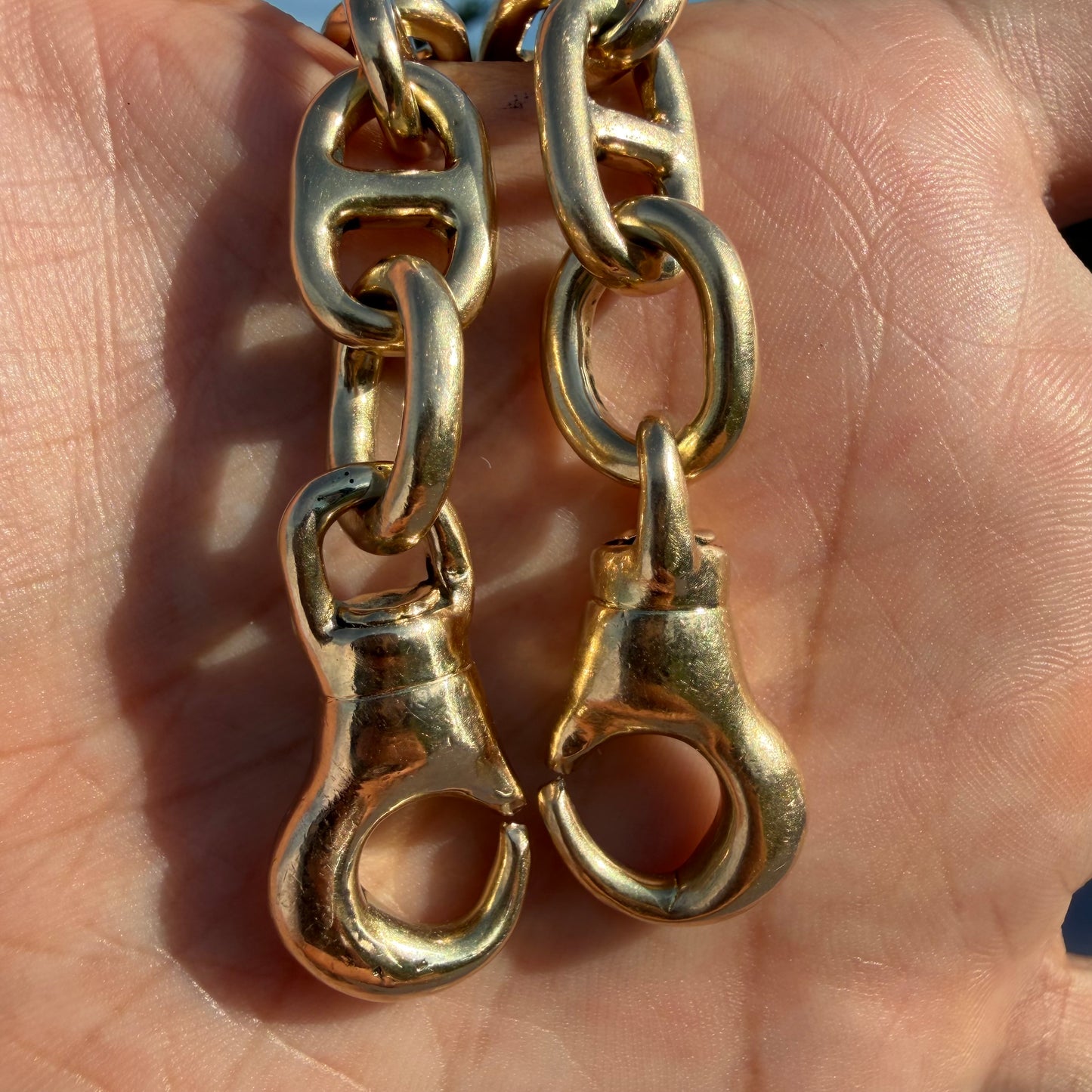 1970’s Super Heavyweight Solid 14k Yellow Gold Chunky Chaine D’ Ancre Mariner Link Bracelet (9.5”)