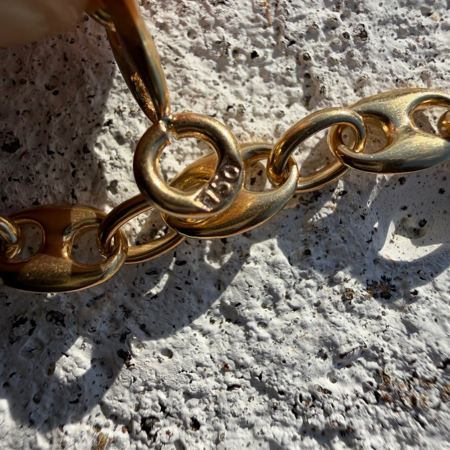 Vintage Solid 18k Italian Yellow Gold Puffed Mariner Link Necklace (21”)