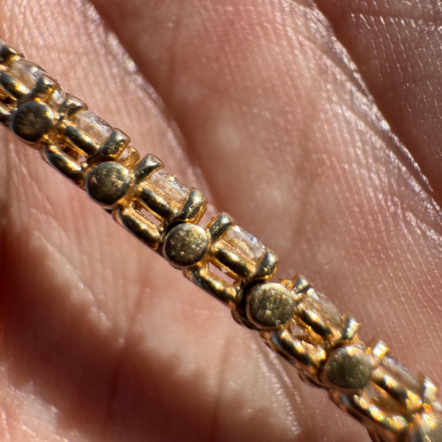 Vintage Solid 14k Yellow Gold 4.0ctw Natural Diamond Tennis Bracelet (6.5”)