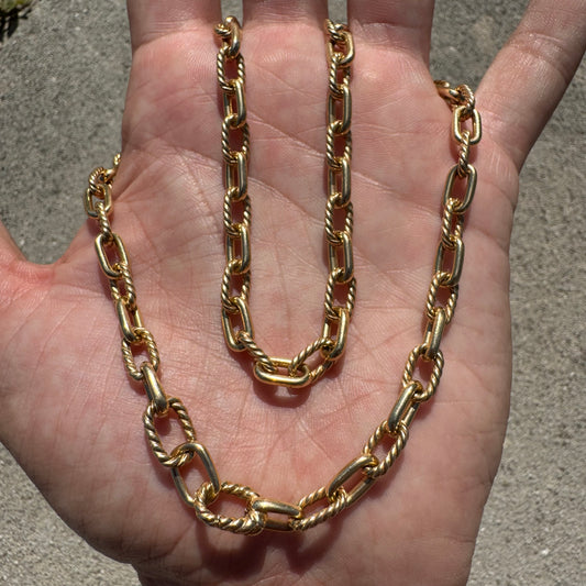 Vintage David Yurman Solid 18k Yellow Gold Madison Chain Necklace (18”)