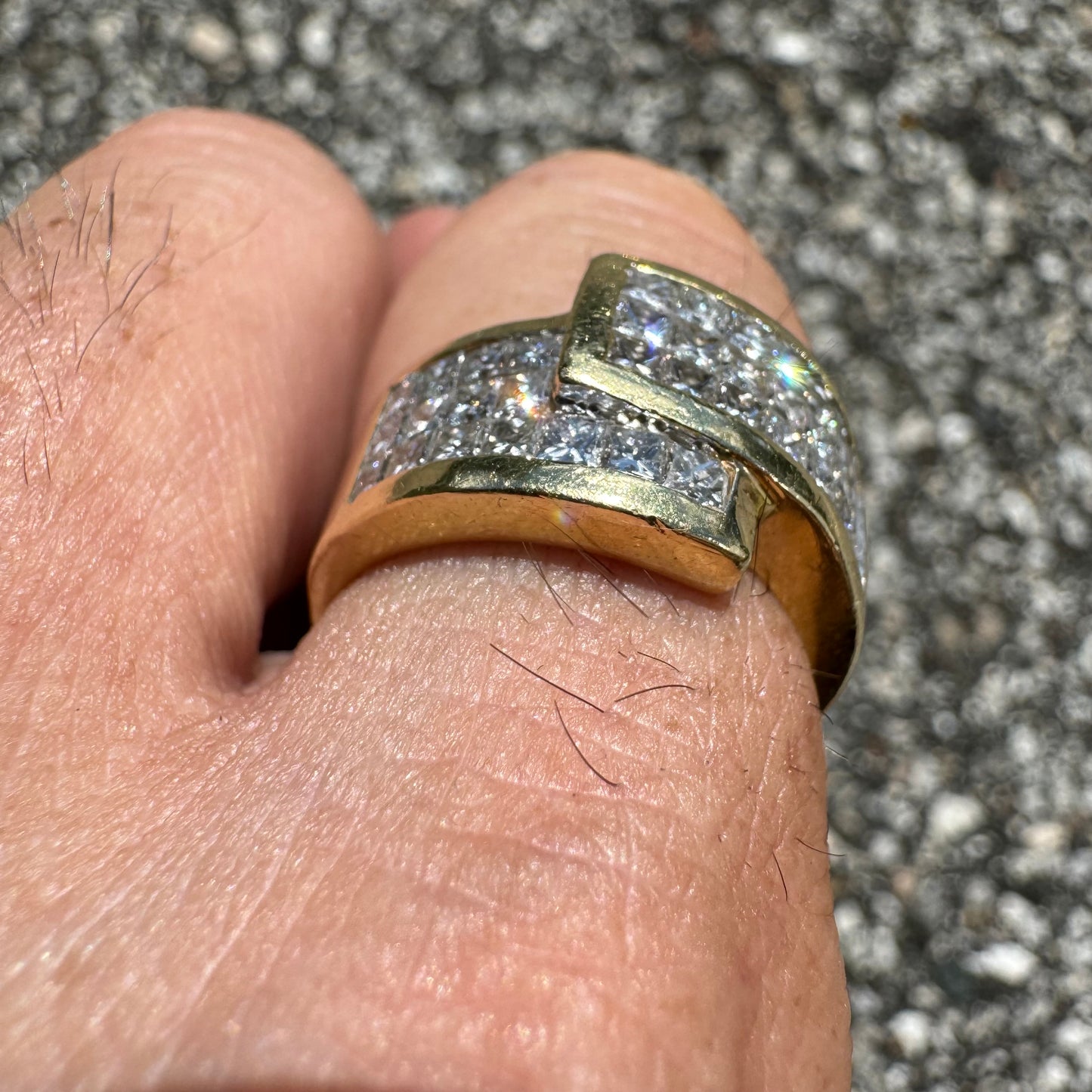 Vintage 18k Yellow Gold Custom Made 3.25CTW Princess Cut VS Diamond Ring (8.5)