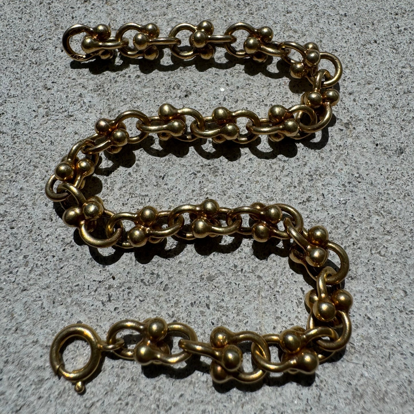 1950’s Solid 18k Yellow Italian Gold Designer Hardwear Horseshoe Link Bracelet (8”)