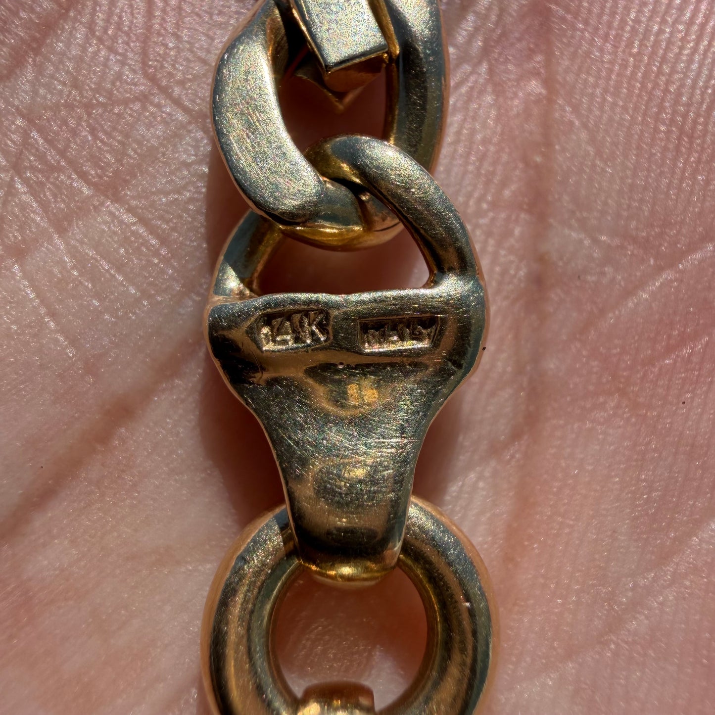 Vintage Solid 14k Yellow Italian Gold Super Heavyweight Tony Soprano Link Bracelet (8”)