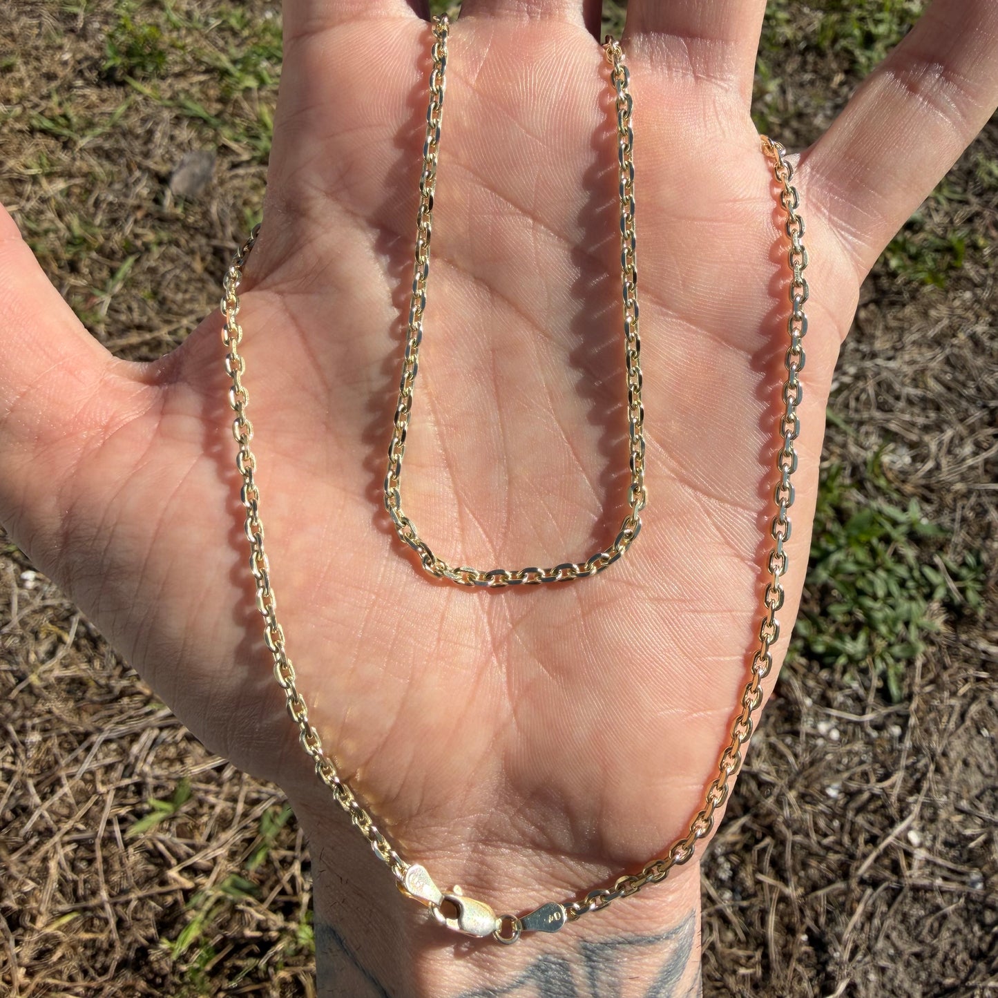 Brand New Solid 14k Yellow Gold “Biker Chain” Anchor Link Necklace (24”)