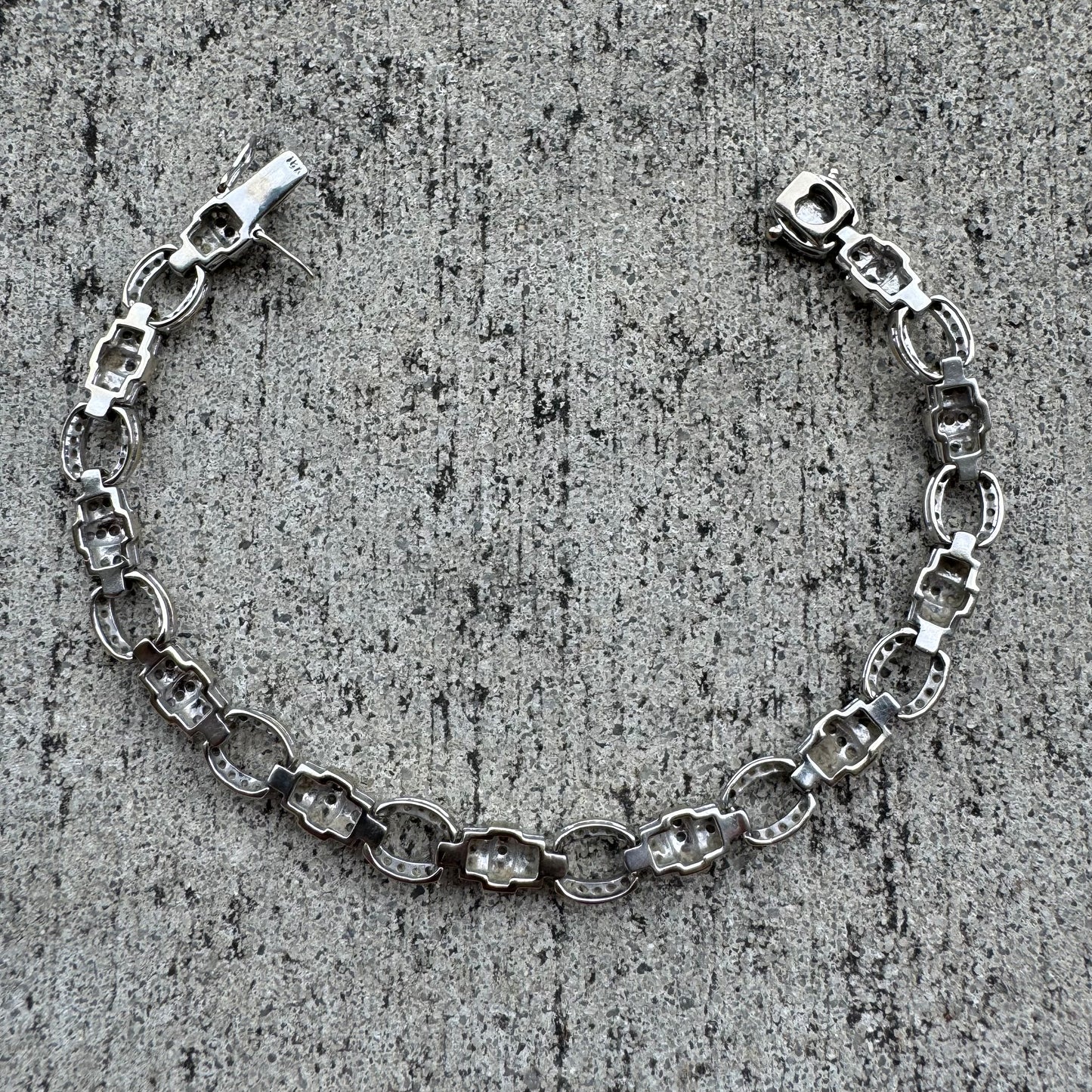 Vintage Solid 18k White Gold Handset 2.53CTW Natural Diamond Flooded Bracelet (7.35”)