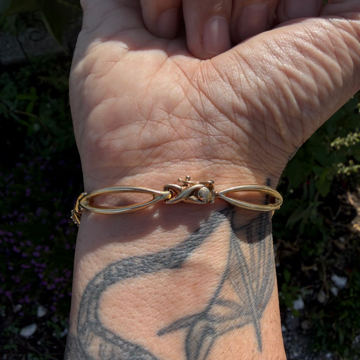 Vintage Solid 14k Yellow Gold 2.75ctw Natural Diamond Infinity Link Bracelet (7.25”)