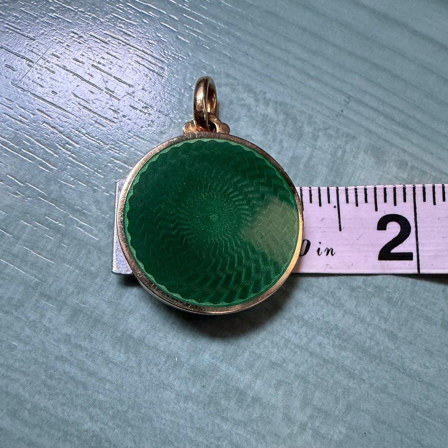 1950’s Cartier Solid 18K Yellow Gold Guilloche Enamel Locket Pendant
