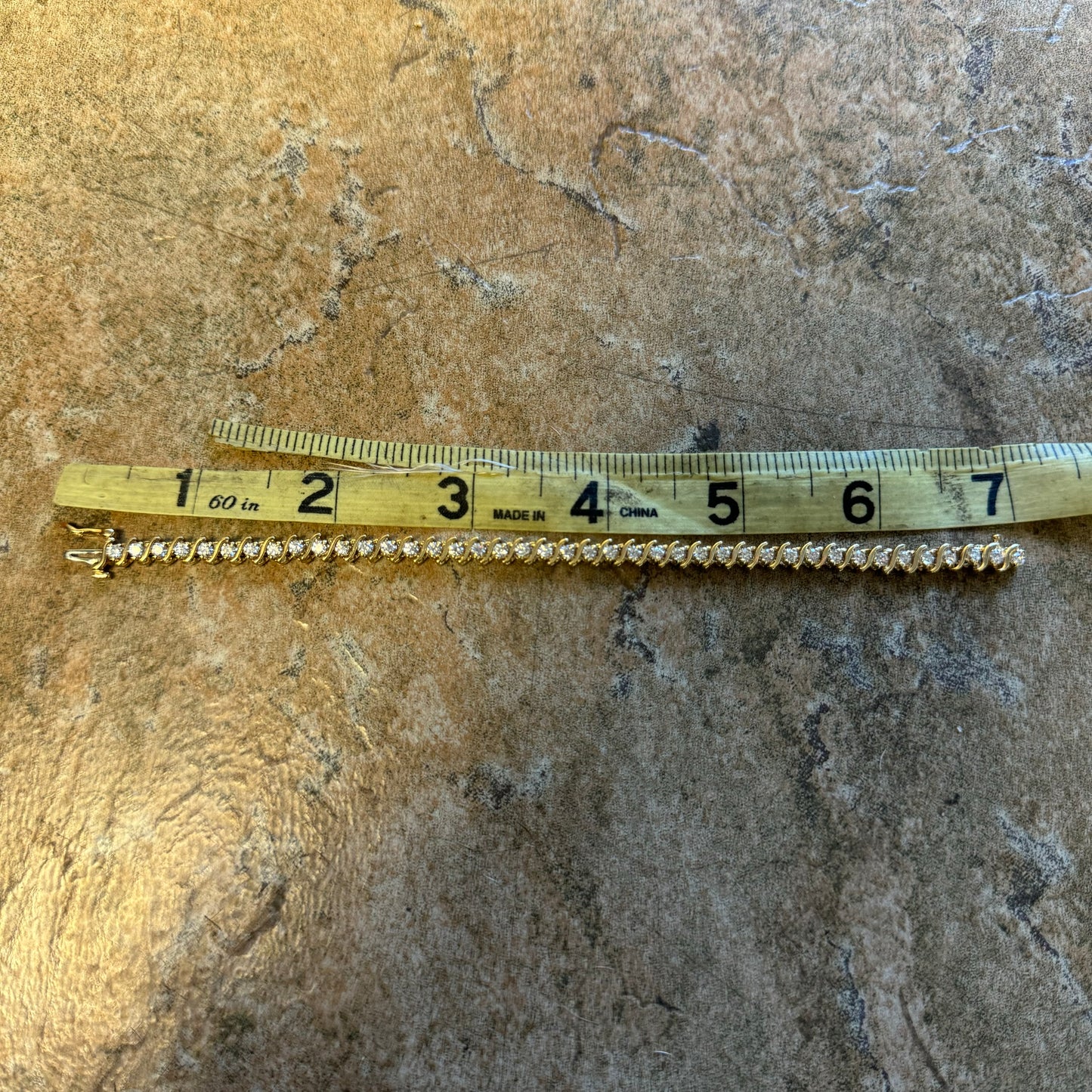 Vintage 2.5CTW Natural VS Diamond 14k Yellow Gold S-Link Tennis Bracelet (6.75”)