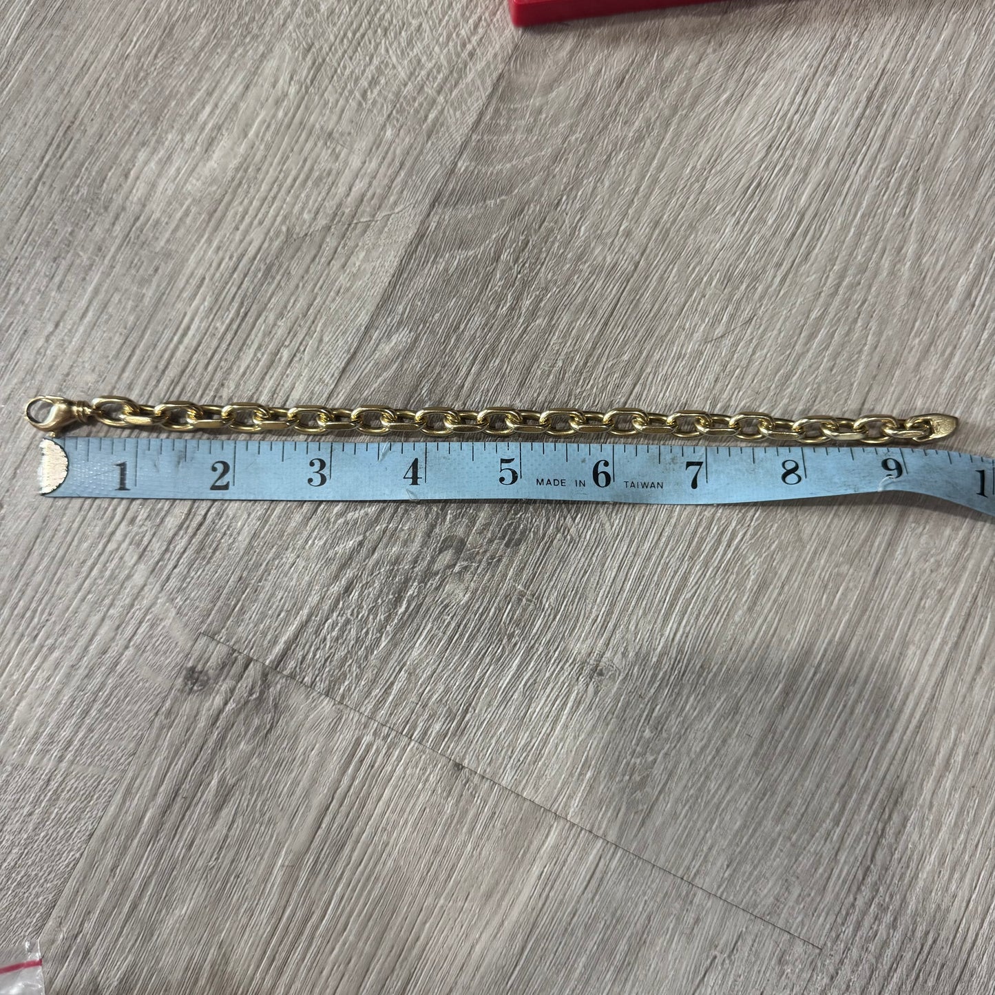 Vintage Solid 14k Yellow Gold Heavyweight “Biker Chain” Anchor Link Bracelet (9.5”)