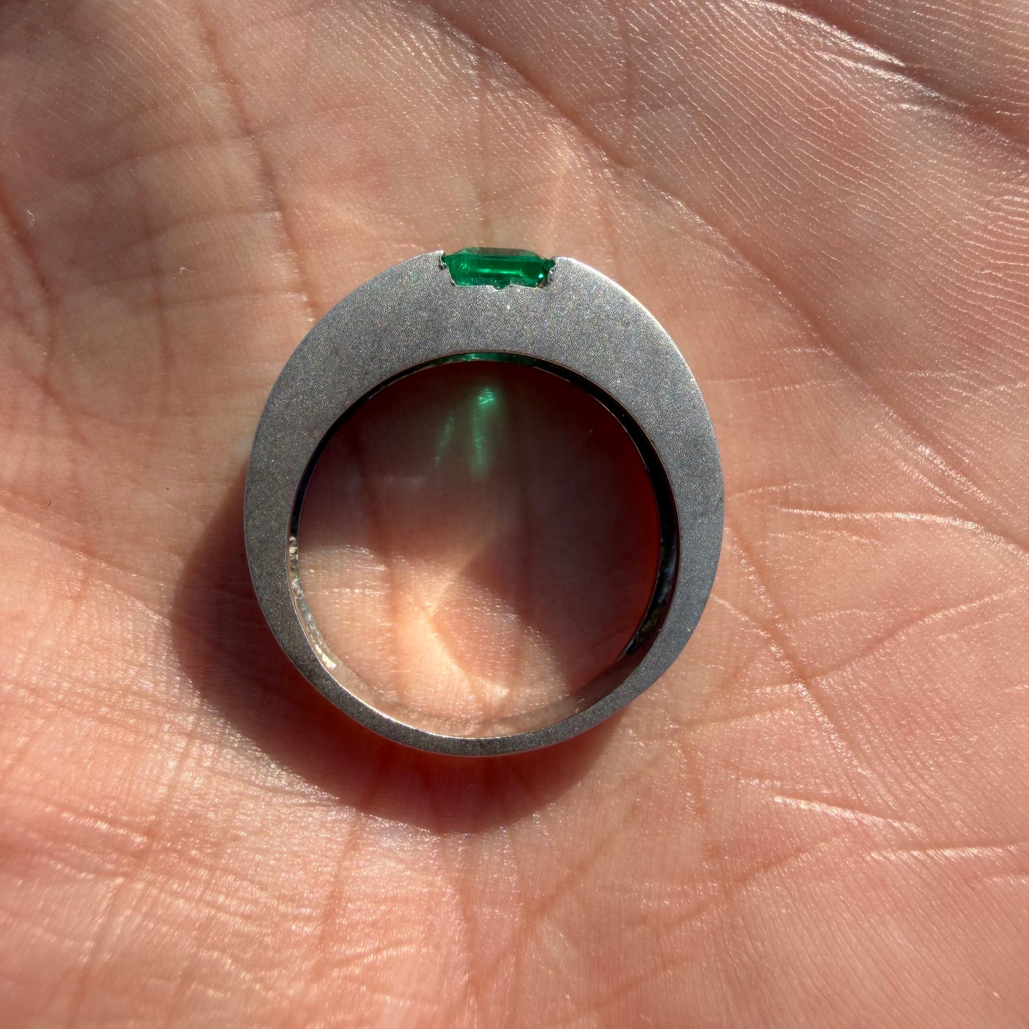 1980’s New Old Stock Solid 18k White Gold 1.25ctw Natural Columbian Emerald and VS Diamond Ring (8)
