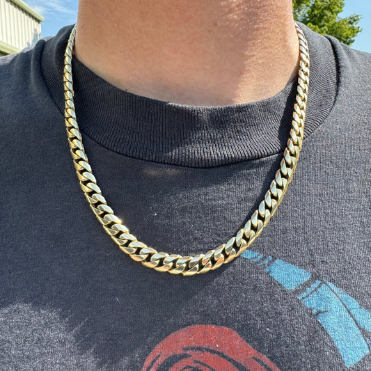 Vintage Solid 14k Yellow Gold Heavyweight Miami Cuban Necklace (20.25”)