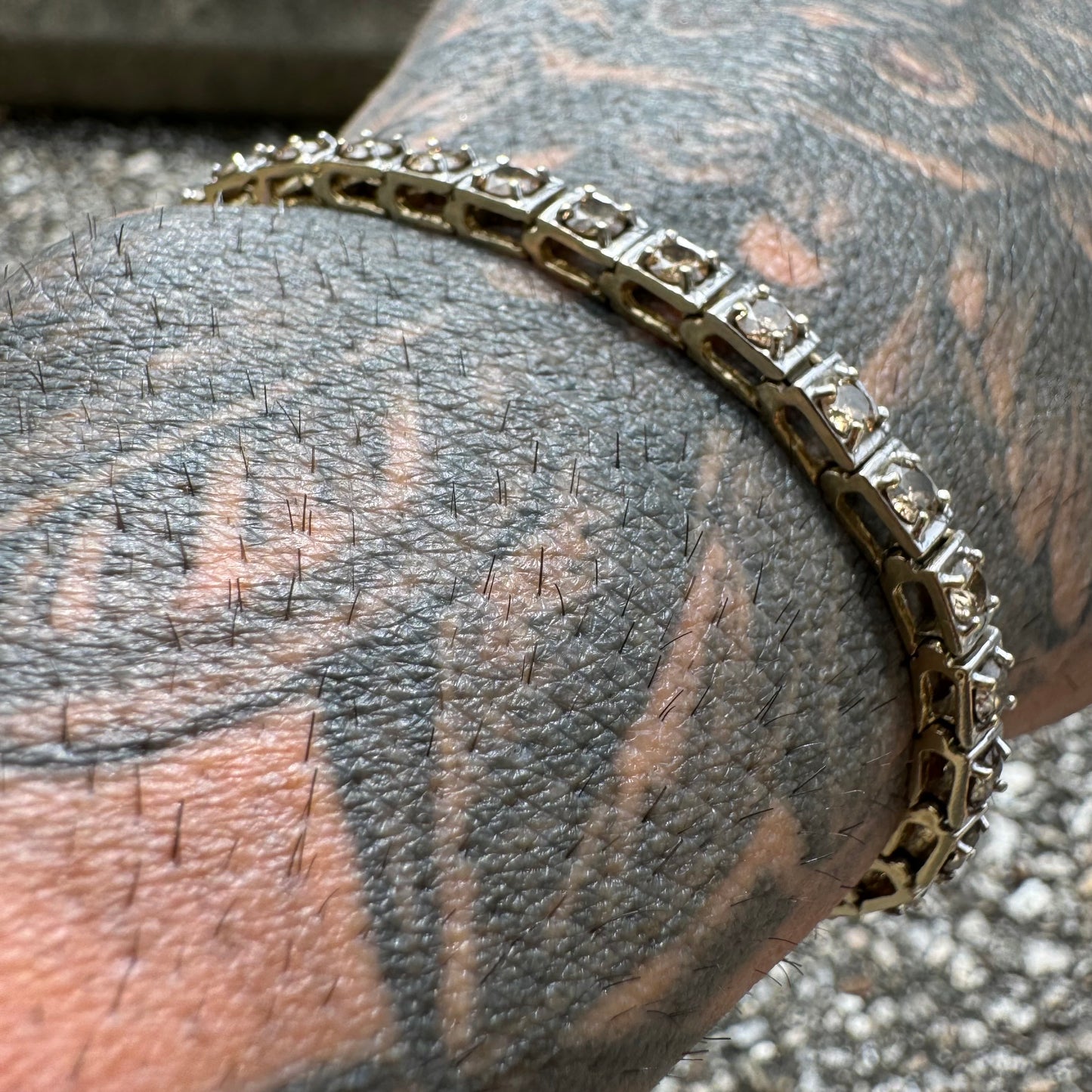 Vintage 5.0ctw Natural Champagne Diamond 14k Gold Tennis Bracelet (7.15”)