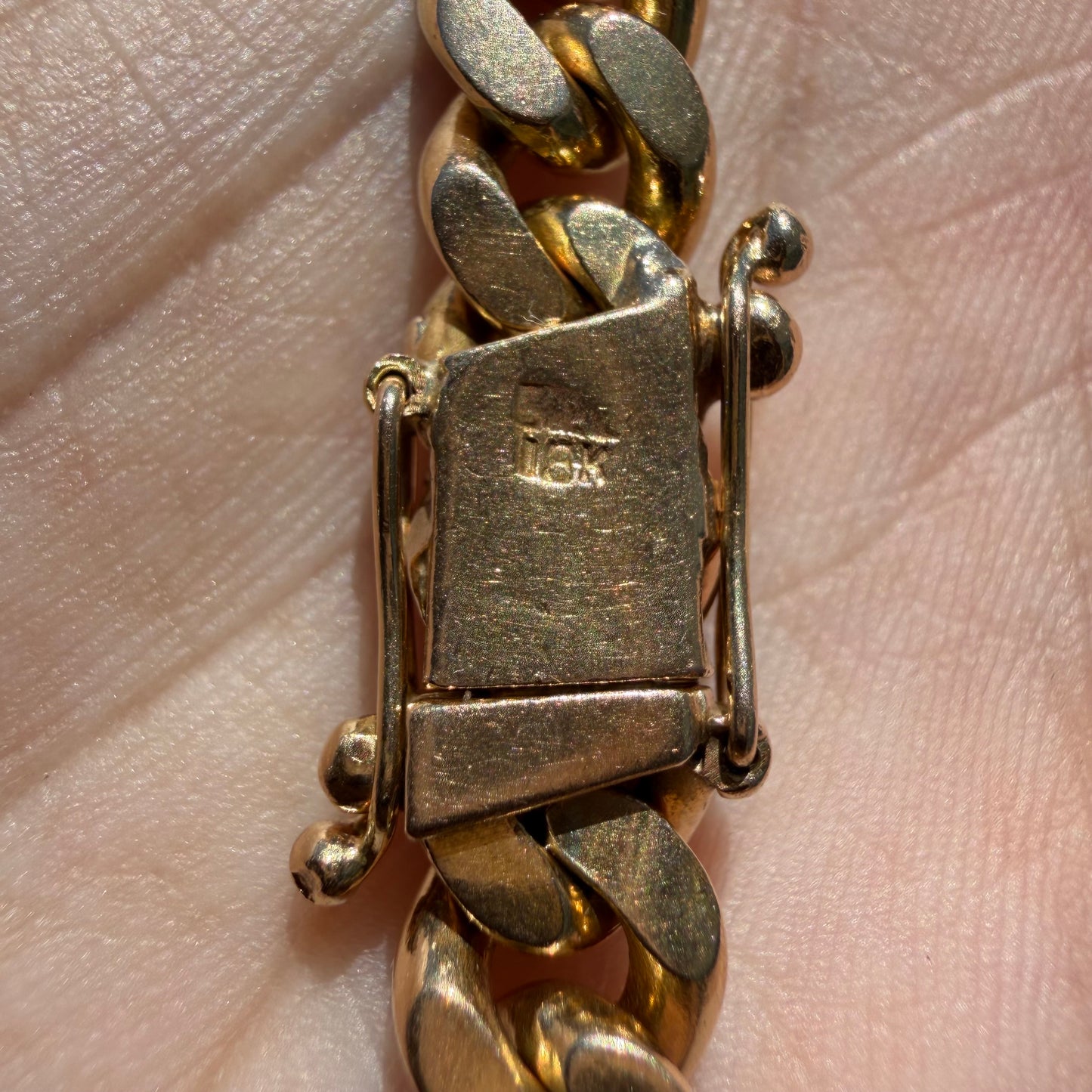 Vintage Solid 18k Yellow Gold Handcrafted Heavyweight Cuban Curb Link Necklace (15.5”)