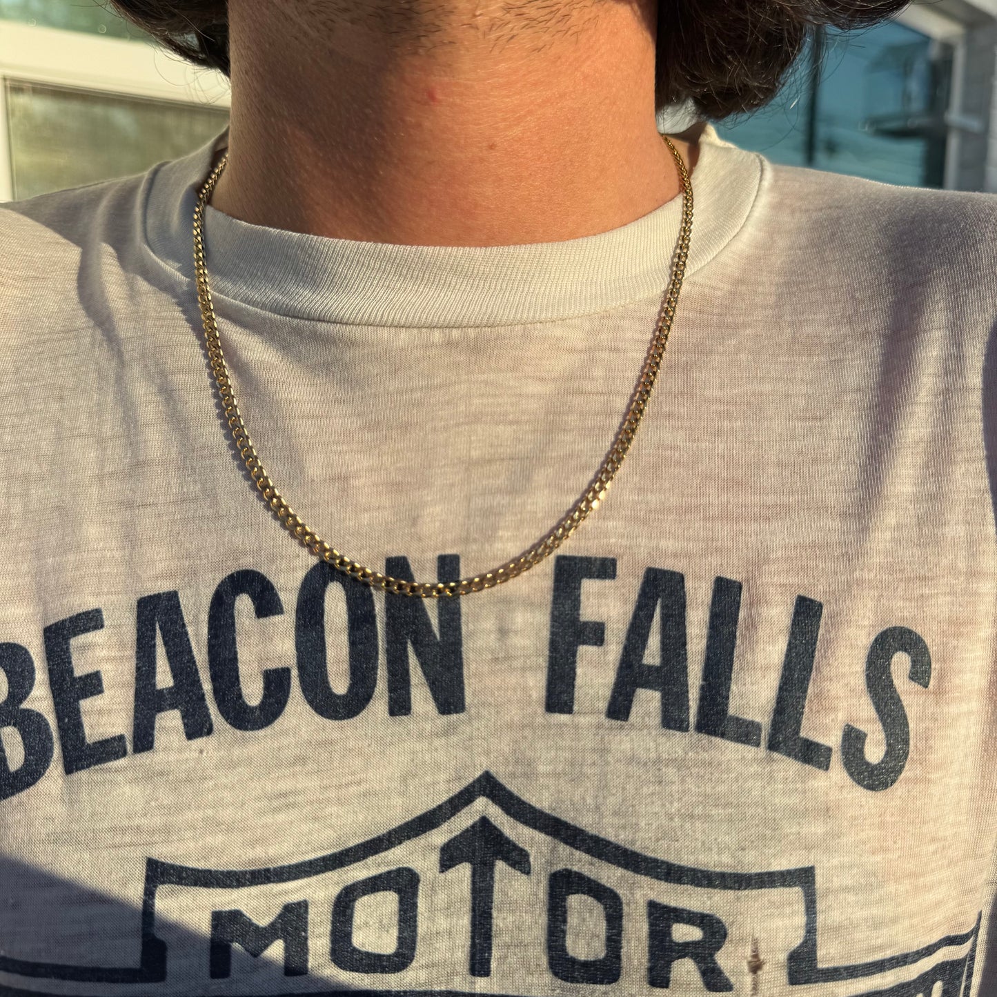 Vintage Solid 14k Yellow Gold Knife Edged Cuban Curb Link Necklace (20.5”)