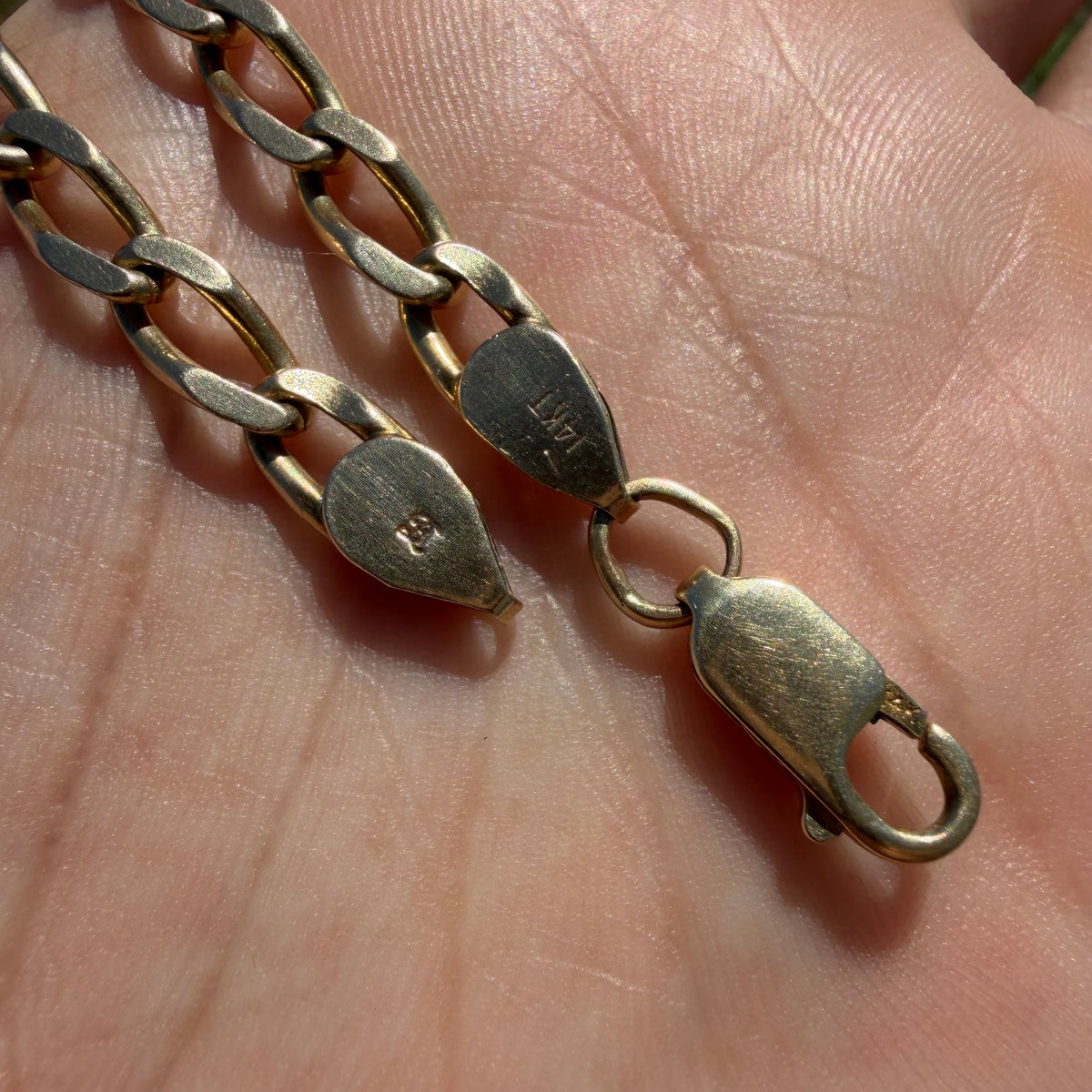 Vintage Solid 14k Yellow Gold Elongated Curb Link Necklace (20.5”)