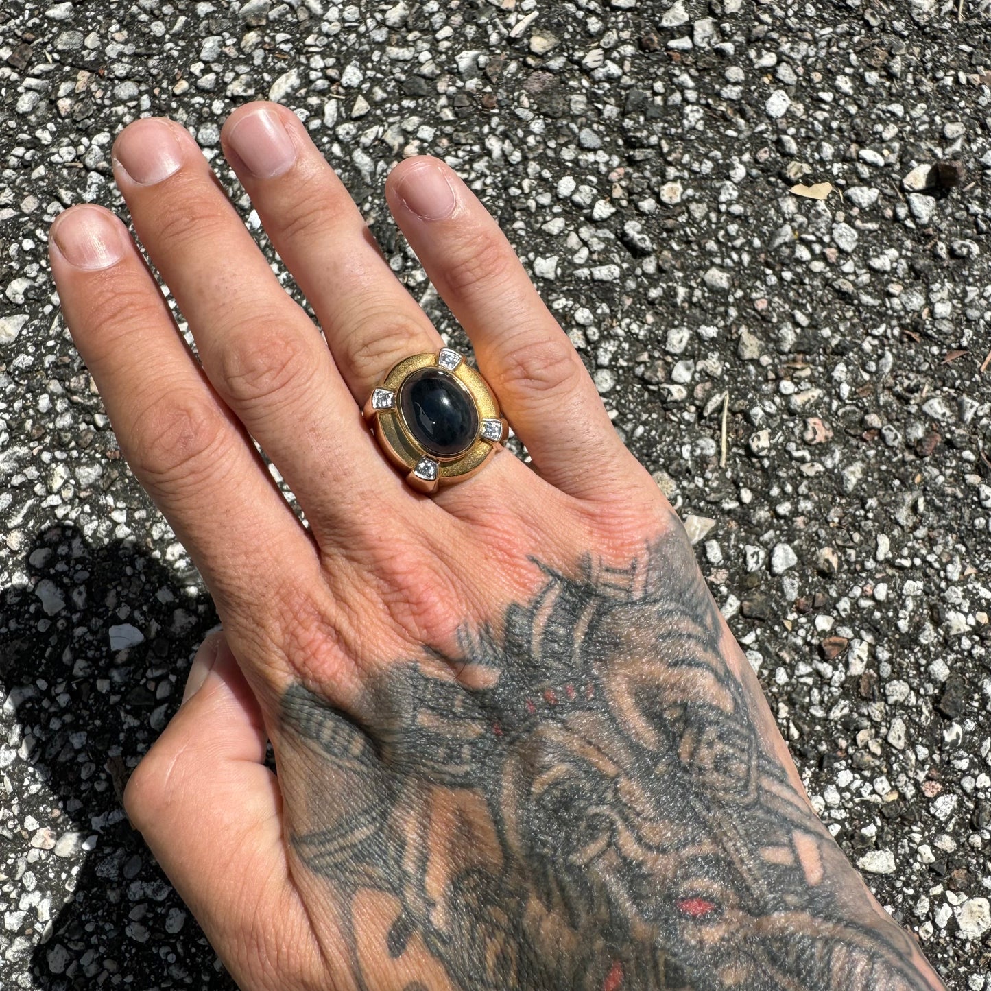 Vintage 10ct Blue Sapphire and .40ctw Natural Diamond 14k Yellow Gold Custom Ring (9)
