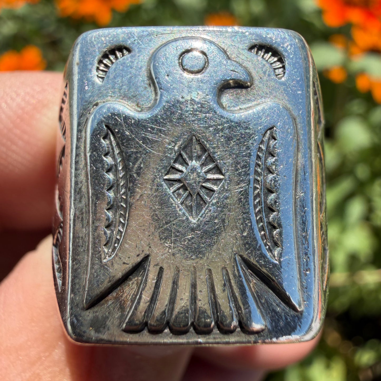 1960’s Bell Trading Post Sterling Silver Thunderbird Signet Ring (10)